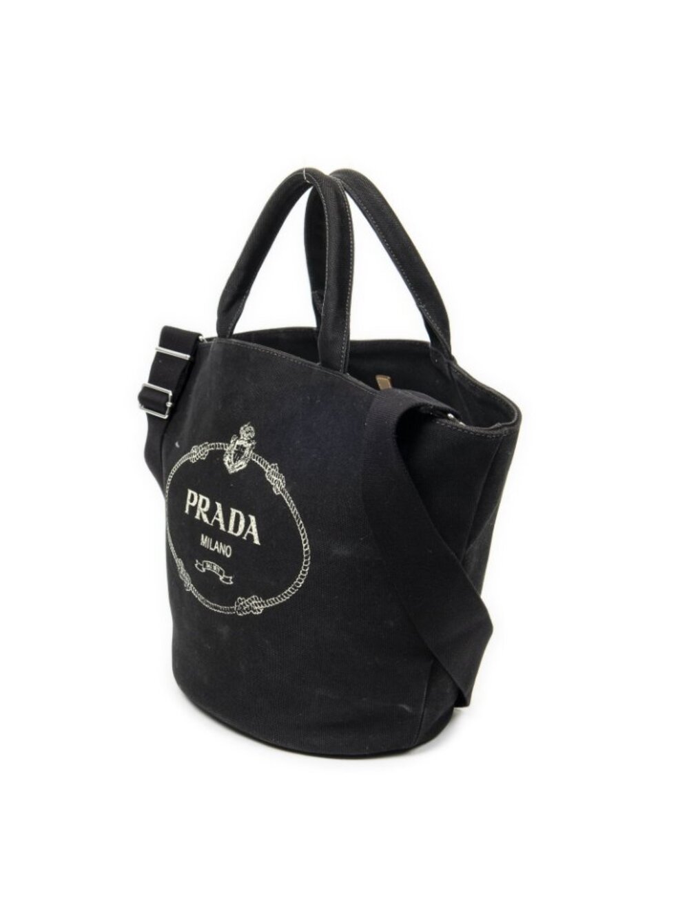 Prada GST Tote Black Canapa Canvas - Picture 2 of 11